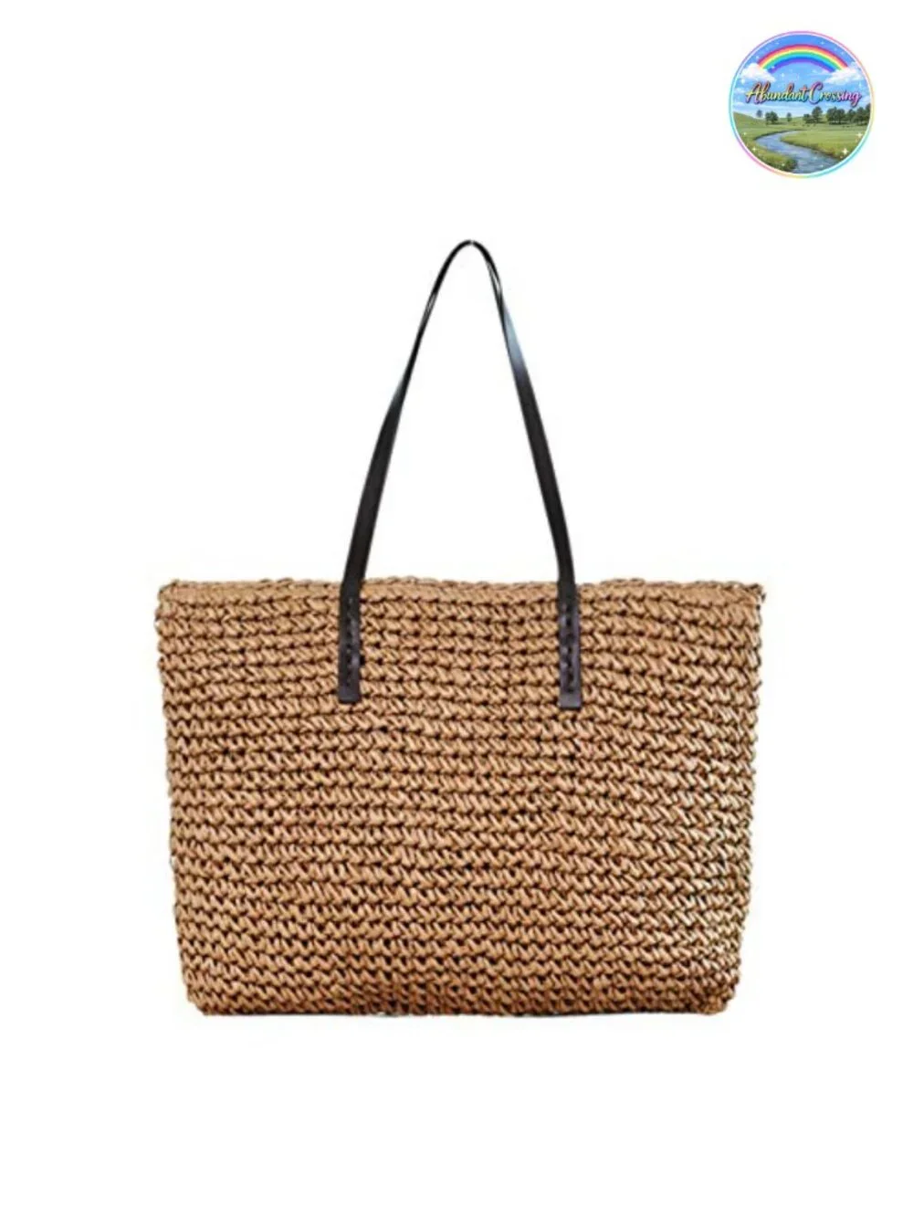 Handwoven Straw Tote Beach Shoulder Bag Summer Purse Large
